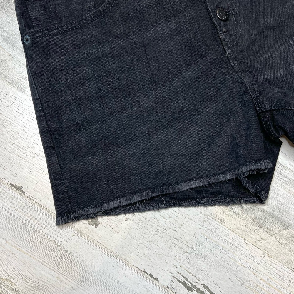 J. Crew Factory NWT Size 24 High Rise Button Fly Raw Hem 3” Black Denim Shorts - Picture 6 of 8